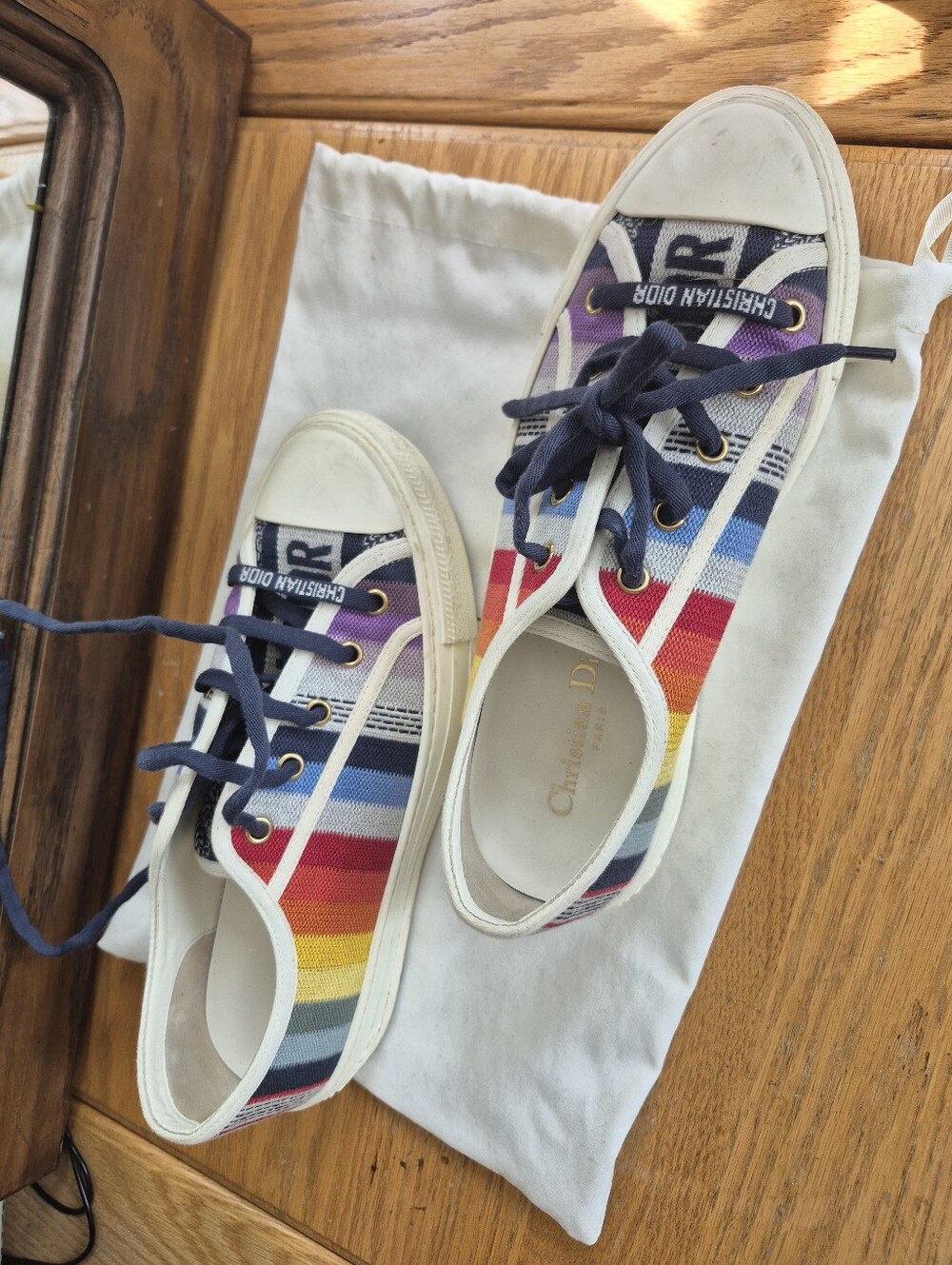 Christian Dior Walk'n'Dior Rainbow Striped Canvas Sneakers 38 US 7.5 - Picture 6 of 9